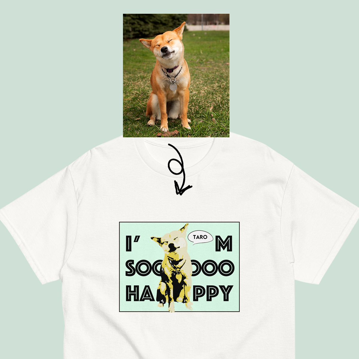 POPで可愛いペイントデザインが印象的 CHANEL Tシャツ mofunoコラボ】ユニセックス オーダーペットTシャツ 
